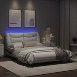 ZNTS Bed Frame with LED Lights White and Black 140x200 cm Faux Leather 3213940