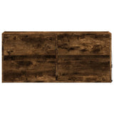 TV Wall Cabinet with LED Lights Smoked Oak 100x31x45 cm 852296
