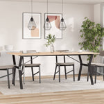 ZNTS Dining Table Y-Frame 200x100x75 cm Solid Wood Pine and Steel 3282723