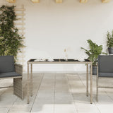 Garden Table with Glass Top Grey 115x54x74 cm Poly Rattan 365073