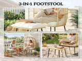 Garden Egg Chair with Footstool, Rattan Indoor Outdoor Lounge Chair and Ottoman Set with Thick T3398P552567
