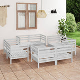9 Piece Garden Lounge Set White Solid Pinewood 3082433