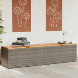 Garden Storage Box Grey 220x50x54 cm Poly Rattan Acacia Wood 365959