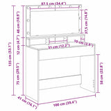 Dressing Table Black Oak 100 x 41 x 135 cm Engineered Wood 865101