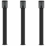 Outdoor Floor Lamps 3pcs Black 110cm Stainless Steel 4006364