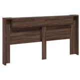 Storage Headboard with LED Brown Oak Engineered Wood 3418696