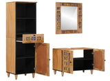 Bathroom Furniture Set with Door 3 pcs Natural Solid Mango Wood 3310097