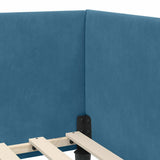 Corner Bed Frame with Headboard Blue 100 cm x 200 cm Velvet 42016235