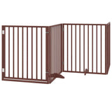 Dog Gate with Door Foldable 12 Panels Brown 960 cm Poplar Wood 3155584