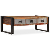 Coffee Table with 3 Drawers Solid Reclaimed Wood 100x50x35 cm 244941