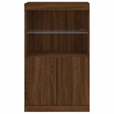 Sideboard with LED Lights Brown Oak 60.5x37x100 cm 836671