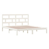 Bed Frame White Solid Pine Wood, Plywood Super King 3101234