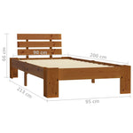 ZNTS Bed Frame without Mattress Honey Brown Solid Pine Wood 90x200 cm 283178