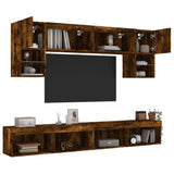 6 Piece TV Wall Units with LED Smoked Oak Engineered Wood 3216708