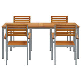 Garden Dining Set 5 pcs Grey Solid Acacia Wood 3284409