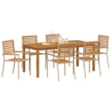 Garden Dining Set 7 pcs Beige Solid Acacia Wood 3365543