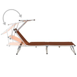 44336 Folding Sun Lounger with Roof Aluminium and Textilene Brown