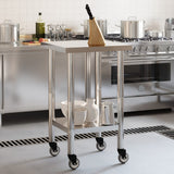 Kitchen Work Table with Wheels 55x55x85 cm Stainless Steel 376462