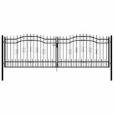 Fence Gate "KAMPEN" with Spear Top Black 394,5x125 cm Steel 151101