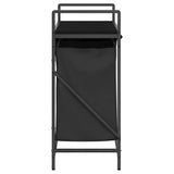 Laundry Basket 2 Compartments with Shelf Black Oak 859065
