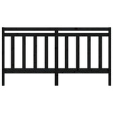 Bed Headboard Black Solid Pine Wood Decorative Inlays 817809
