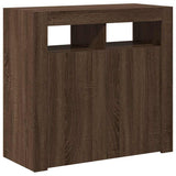 Sideboard with LED Lights Brown Oak 80x35x75 cm 815731