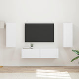 TV Cabinet Set Wall-mounted 2 pcs White Engineered Wood 3408970
