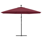 Cantilever Garden Parasol with LED Lights Bordeaux Red 350 cm 313782