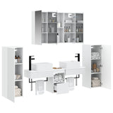 Bathroom Furniture Set 6 pcs White Engineered Wood and Glass 3407135