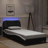 Bed Frame with LED without Mattress "Hvar" Black and White 90x190 cm 3213904