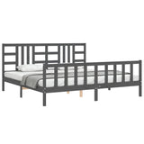 Bed Frame without Mattress Grey 200x200 cm Solid Wood Pine 3191993