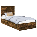 Storage Bed with Drawer Smoked Oak 75 x 190 cm Engineered Wood 3409605