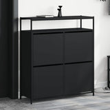 Shoe Cabinet with 4 Flip-Drawers Black 100x34x112 cm 3214413