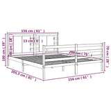 Bed Frame without Mattress White 150x200 cm King Size Solid Wood Pine 3104289
