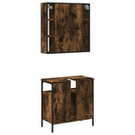 ZNTS 2 Piece Bathroom Furniture Set Smoked Oak Engineered Wood 3214717