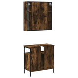 2 Piece Bathroom Furniture Set Smoked Oak Engineered Wood 3214717