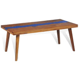 Coffee Table Brown and Blue Teak and Resin 100x50x40 cm 245067