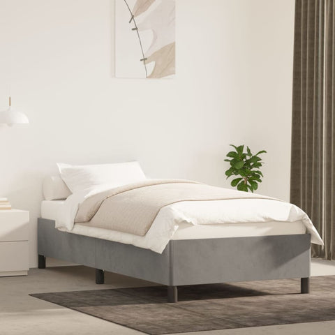 ZNTS Bed Frame without Mattress Light Grey 90x190 cm Single Single Velvet 349878