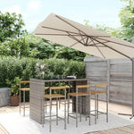 7 Piece Garden Bar Set Grey Poly Rattan& Solid Wood Acacia 3187703