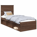 Bed Frame with Headboard Brown Oak 75 x 190 cm Solid Pine Wood 3411079