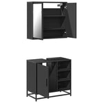 ZNTS 2 Piece Bathroom Furniture Set Black Engineered Wood 3300905
