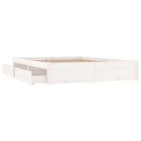 Bed Frame without Mattress with Drawers White King Size 3103519