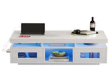 High Gloss Coffee Table with LED lights, USB PortsSockets, Centre Table with 2 doors, Sofa Side N605P368318W
