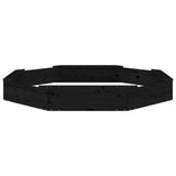 Sandbox with Seats Black Octagon Solid Wood Pine 825020