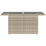 Garden Table with Glass Top Light Grey 100x55x73 cm Poly Rattan 366183