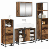 Bathroom Furniture Set with Door 4 pcs Old Wood Engineered Wood 3402354