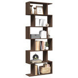 Room Divider Bookcase 6-Tier Brown Oak 70x24x193 cm Engineered Wood 858090