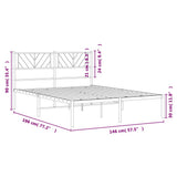 Metal Bed Frame without Mattress with Headboard Black 140x190cm 372179