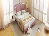 Upholstered Bed, 3ft 90x190cm Single Bed with LED, Bed Frame with Wooden Slats and Adjustable Height N601P288476R