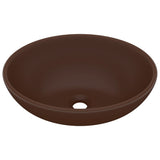 Luxury Basin Oval-shaped Matt Dark Brown 40x33 cm Ceramic 146929